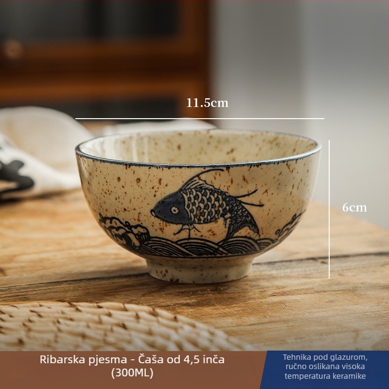 Keramička zdjela za rižu i juhu s glazurom ispod površine, posuđe u kineskom nacionalnom stilu, okrugli oblik, vintage stil, mikrovalna pogodna, razni uzorci