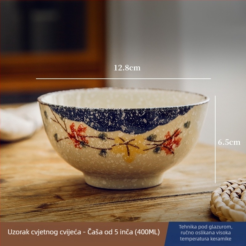 Keramička zdjela za rižu i juhu s glazurom ispod površine, posuđe u kineskom nacionalnom stilu, okrugli oblik, vintage stil, mikrovalna pogodna, razni uzorci