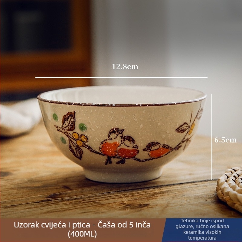 Keramička zdjela za rižu i juhu s glazurom ispod površine, posuđe u kineskom nacionalnom stilu, okrugli oblik, vintage stil, mikrovalna pogodna, razni uzorci