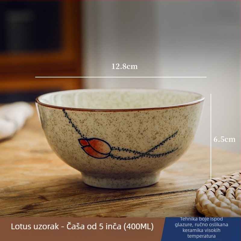 Keramička zdjela za rižu i juhu s glazurom ispod površine, posuđe u kineskom nacionalnom stilu, okrugli oblik, vintage stil, mikrovalna pogodna, razni uzorci