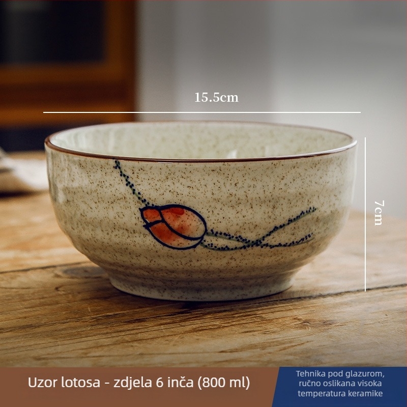 Keramička zdjela za rižu i juhu s glazurom ispod površine, posuđe u kineskom nacionalnom stilu, okrugli oblik, vintage stil, mikrovalna pogodna, razni uzorci