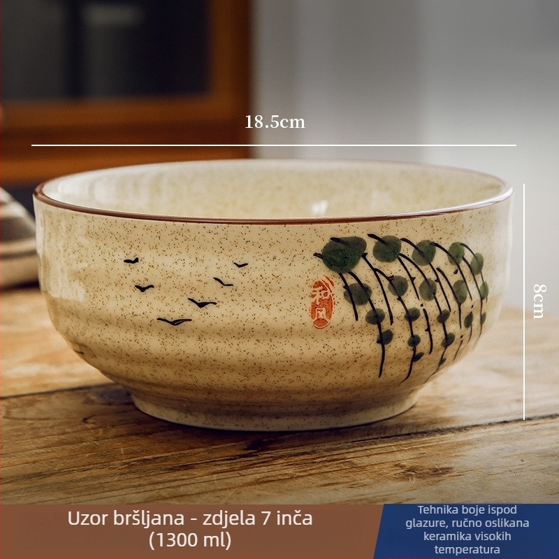 Keramička zdjela za rižu i juhu s glazurom ispod površine, posuđe u kineskom nacionalnom stilu, okrugli oblik, vintage stil, mikrovalna pogodna, razni uzorci