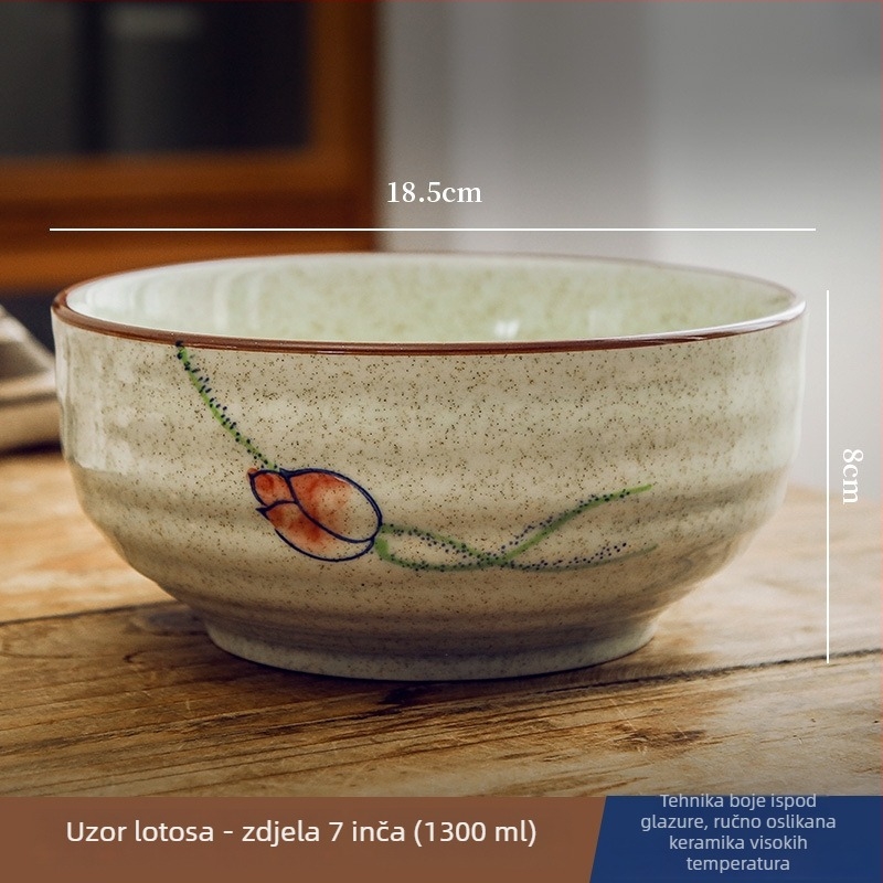 Keramička zdjela za rižu i juhu s glazurom ispod površine, posuđe u kineskom nacionalnom stilu, okrugli oblik, vintage stil, mikrovalna pogodna, razni uzorci