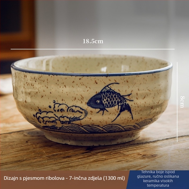 Keramička zdjela za rižu i juhu s glazurom ispod površine, posuđe u kineskom nacionalnom stilu, okrugli oblik, vintage stil, mikrovalna pogodna, razni uzorci