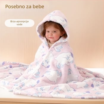 Dječji ogrtač za kupanje s kapuljačom - koralni fleece, 200–300 g, 150d pređa, Proces tiska, Li qingya