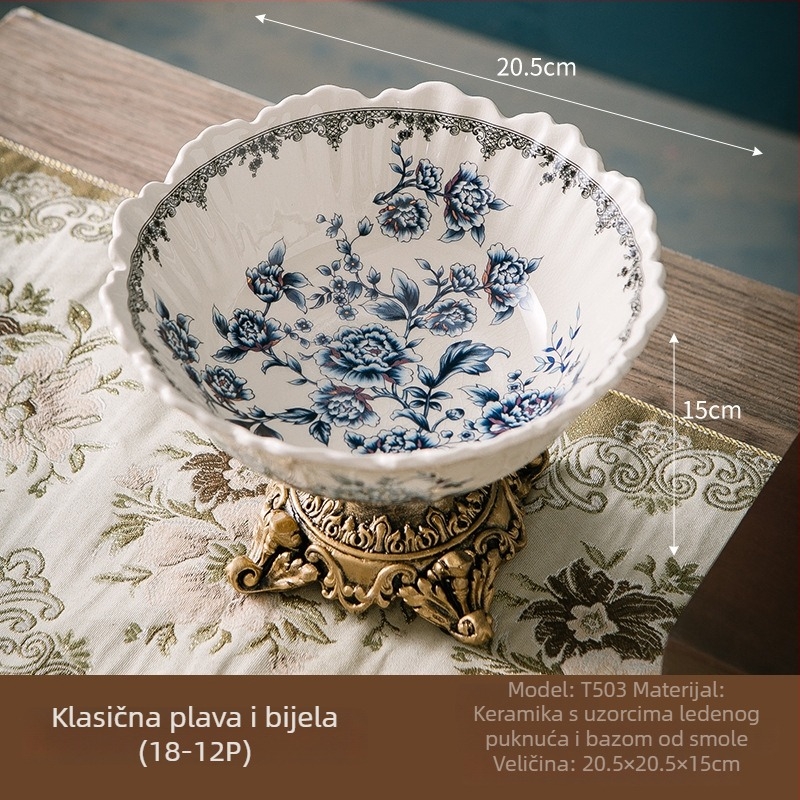 Porcelanski tanjur za voće, nije uvezen, lansiranje u jesen 2024., stil lagan luksuz i retro.