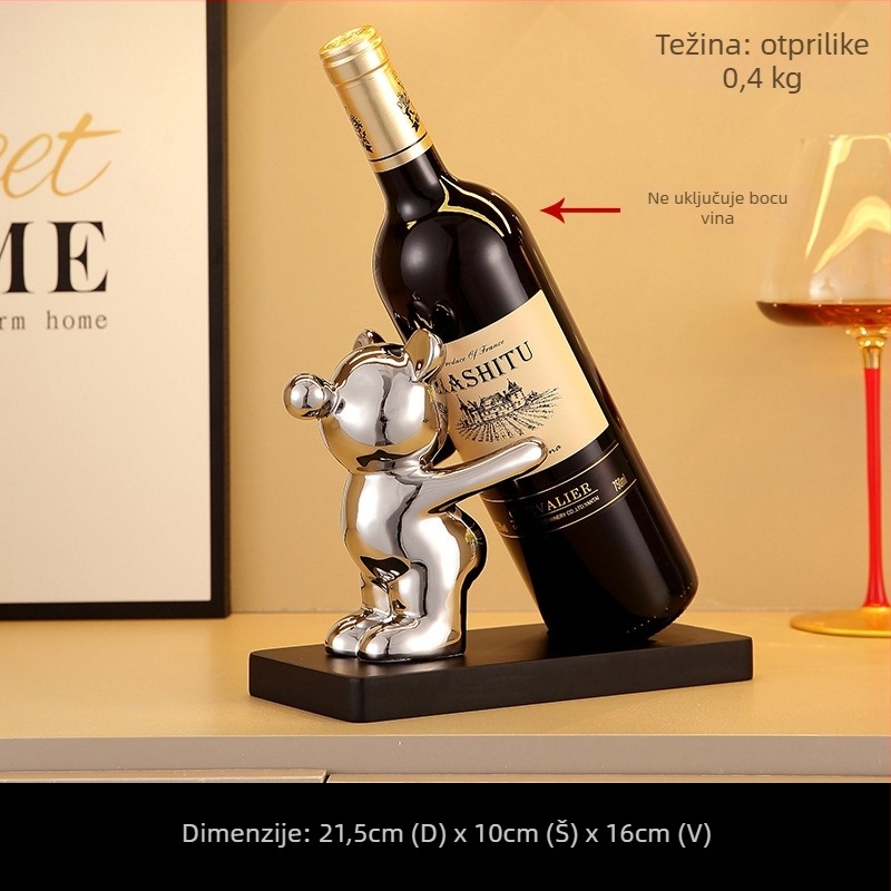 Keramički medvjed za stalak za vino – ručno izrađeno, jednostavan i moderan stil, dekor za dnevni boravak ili hodnik