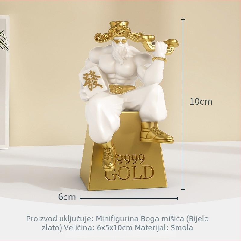 Skulptura od smole Muscle God of Wealth za stol – uredski dekor, stil National Tide, idealan dar