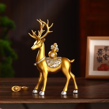 Figura od smole – sretan jelen, kineskog stila, dekor za dnevni boravak i hodnik, brend Wg