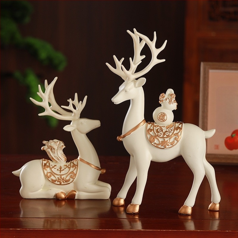 Figura od smole – sretan jelen, kineskog stila, dekor za dnevni boravak i hodnik, brend Wg