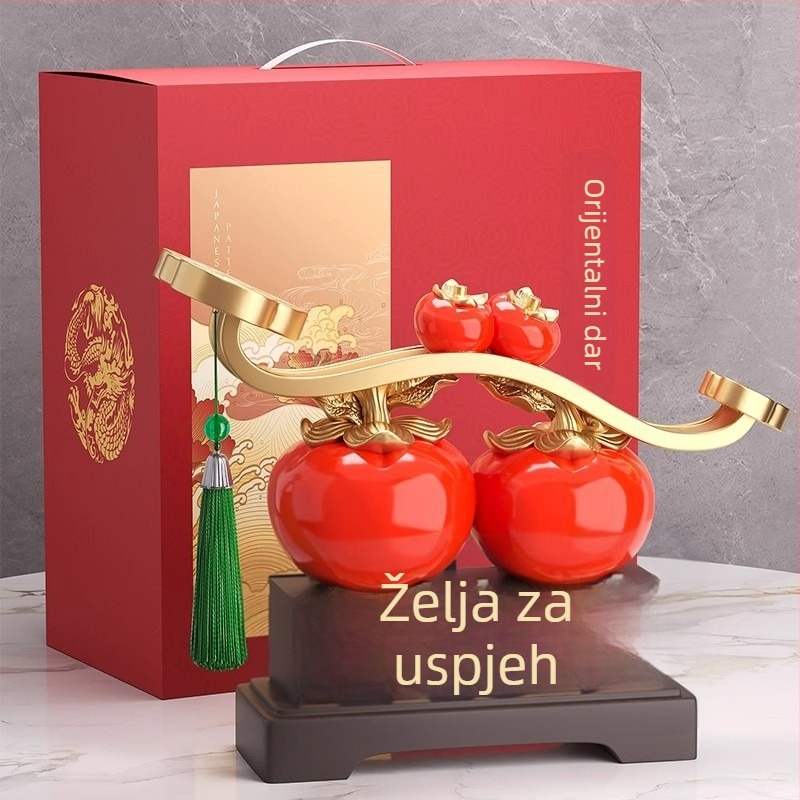 Persimmon Ornament za dnevni boravak, TV ormarić i hodnik — smola, novi kineski stil; dar za useljenje, rođendan ili suvenir s puta