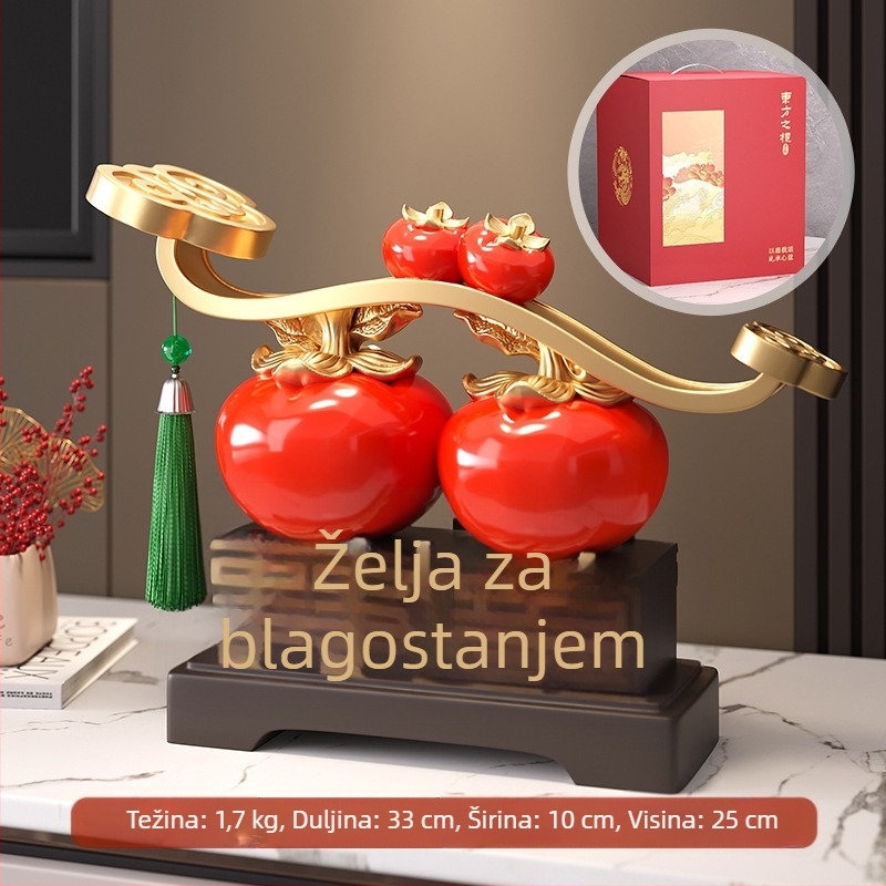 Persimmon Ornament za dnevni boravak, TV ormarić i hodnik — smola, novi kineski stil; dar za useljenje, rođendan ili suvenir s puta
