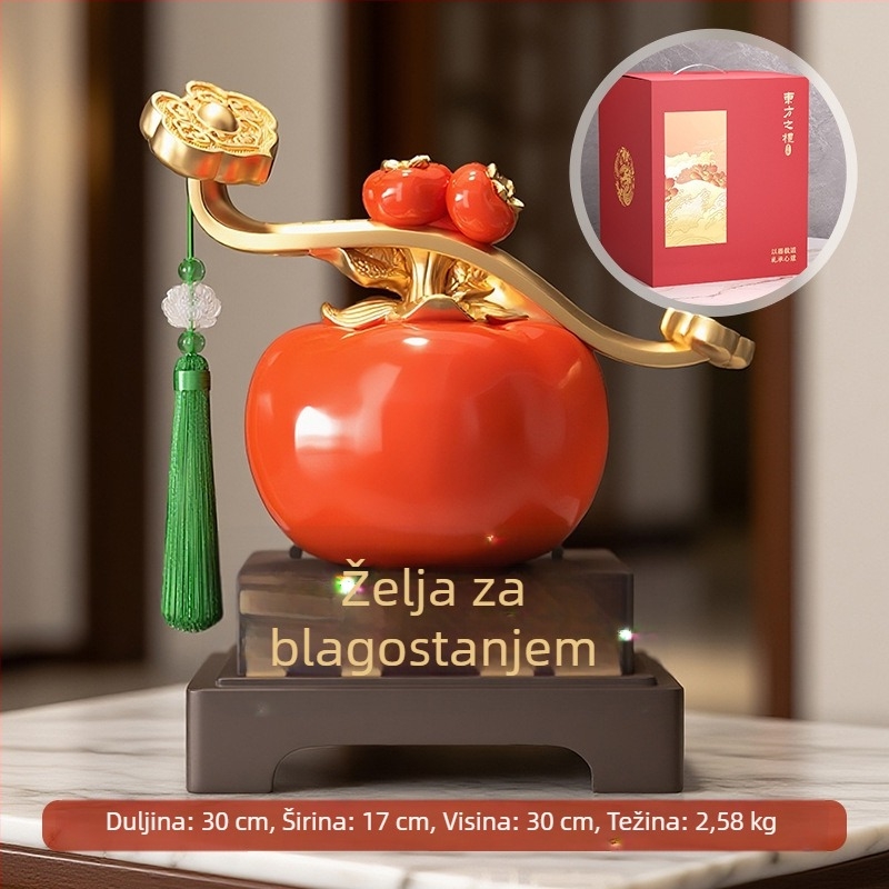 Persimmon Ornament za dnevni boravak, TV ormarić i hodnik — smola, novi kineski stil; dar za useljenje, rođendan ili suvenir s puta