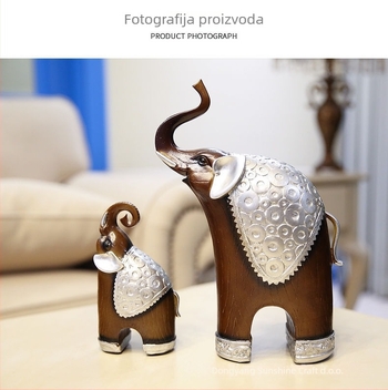 Figura od smole: majka i sin slona – kineski stil, stolni ukras za dnevni boravak, dar za dom, marka Light and Shadow