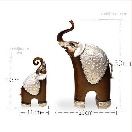 Figura od smole: majka i sin slona – kineski stil, stolni ukras za dnevni boravak, dar za dom, marka Light and Shadow