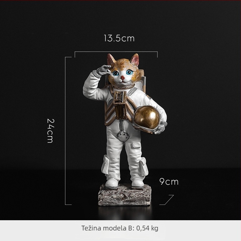 Skulptura od smole — astronaut, ručno oslikana, moderni minimalistički dizajn (Materijal: smola; Izrada: ručno oslikana skulptura; Tema: astronaut)