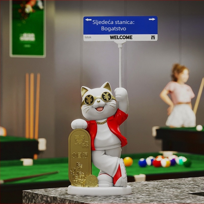 Figura Sretne Mačke od smole, ručno oslikana, moderni minimalistički podni dekor za trgovinu, od Yifang Home Furnishing