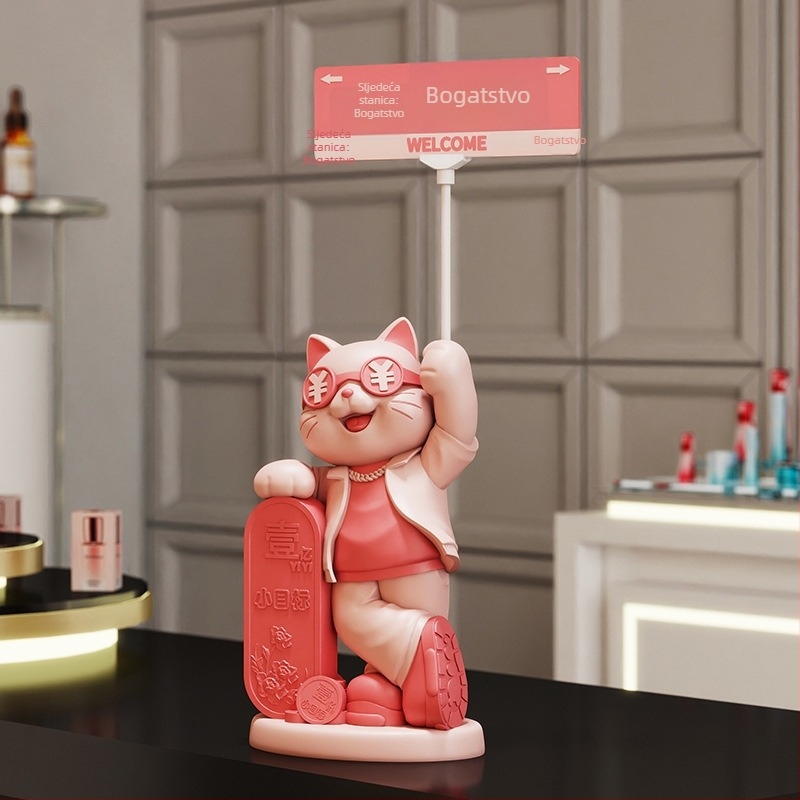 Figura Sretne Mačke od smole, ručno oslikana, moderni minimalistički podni dekor za trgovinu, od Yifang Home Furnishing