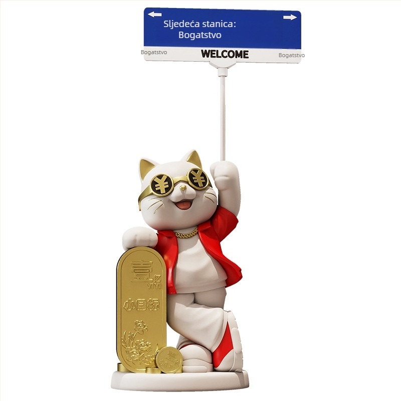 Figura Sretne Mačke od smole, ručno oslikana, moderni minimalistički podni dekor za trgovinu, od Yifang Home Furnishing