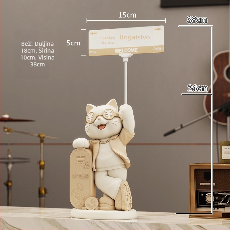 Figura Sretne Mačke od smole, ručno oslikana, moderni minimalistički podni dekor za trgovinu, od Yifang Home Furnishing