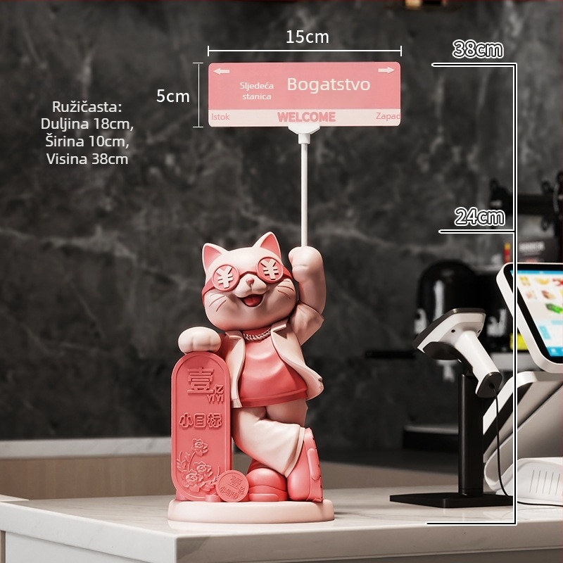 Figura Sretne Mačke od smole, ručno oslikana, moderni minimalistički podni dekor za trgovinu, od Yifang Home Furnishing