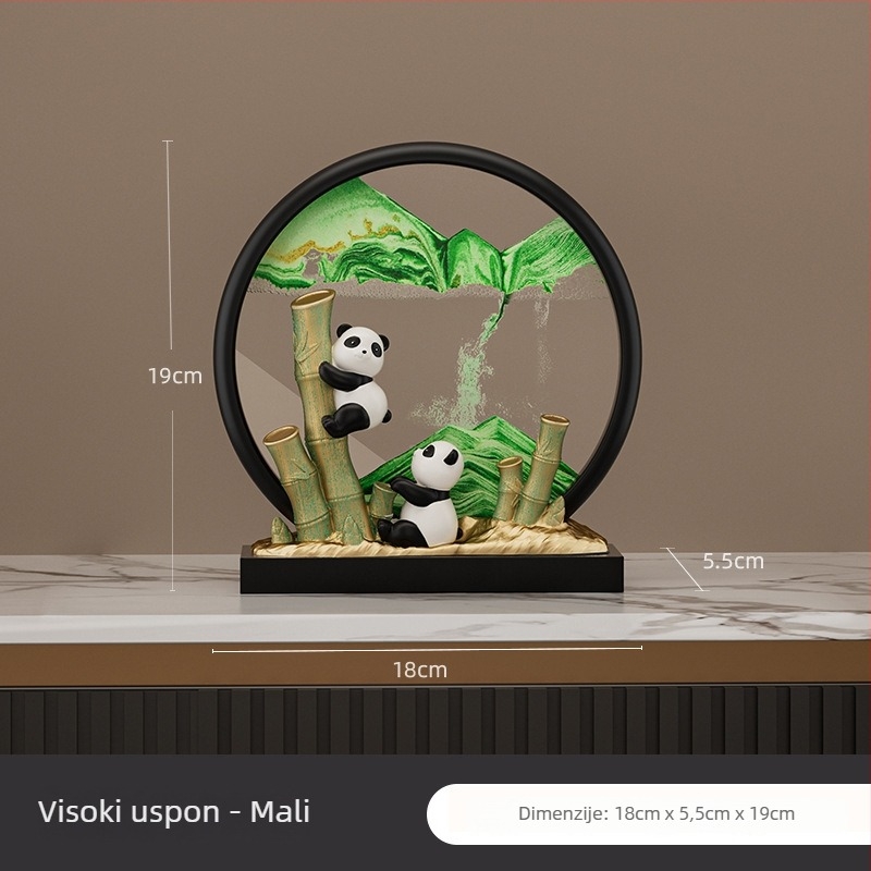 Panda figura od smole za hodnik i ormar TV/vina – moderni minimalistički pijeskoviti umjetnički rad s mogućnošću tiskanja logotipa, izvrsno darilo
