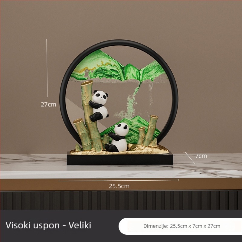 Panda figura od smole za hodnik i ormar TV/vina – moderni minimalistički pijeskoviti umjetnički rad s mogućnošću tiskanja logotipa, izvrsno darilo