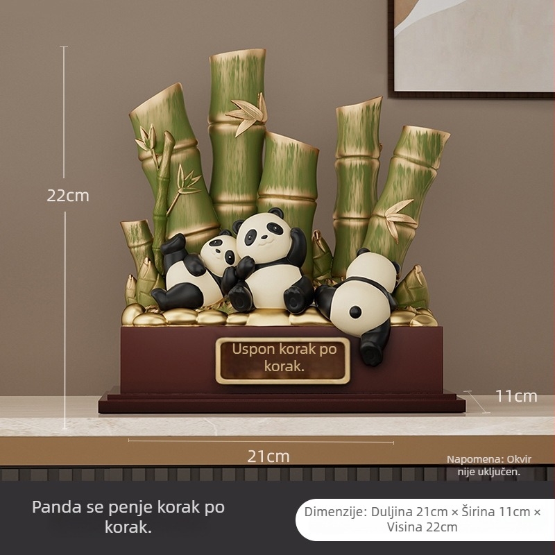 Panda figura od smole za hodnik i ormar TV/vina – moderni minimalistički pijeskoviti umjetnički rad s mogućnošću tiskanja logotipa, izvrsno darilo