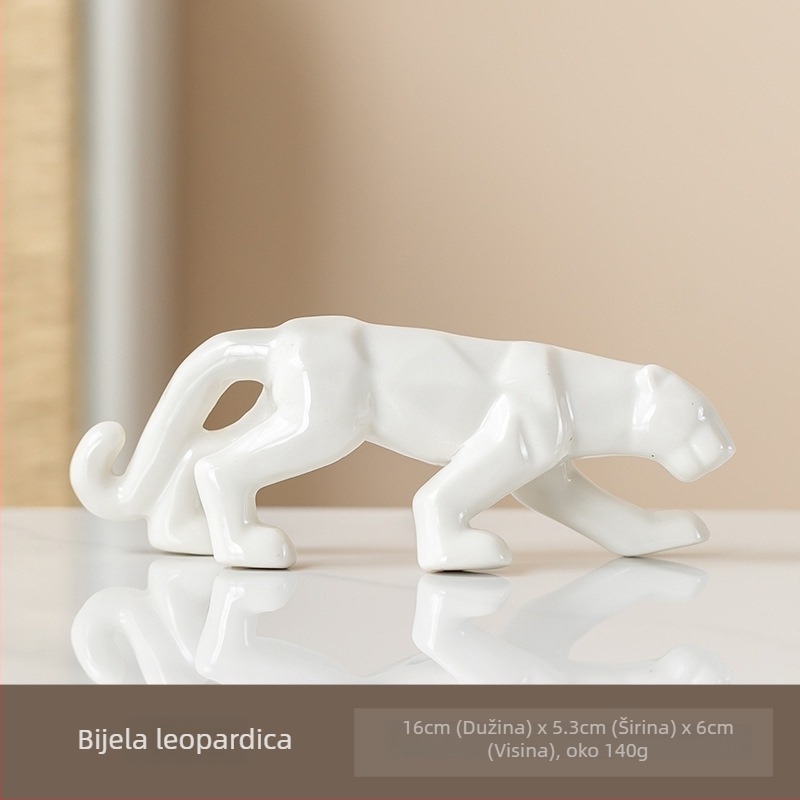 Leopard keramički ukras za dnevni boravak, nordijski bijeli porculan, Jintong Ceramics