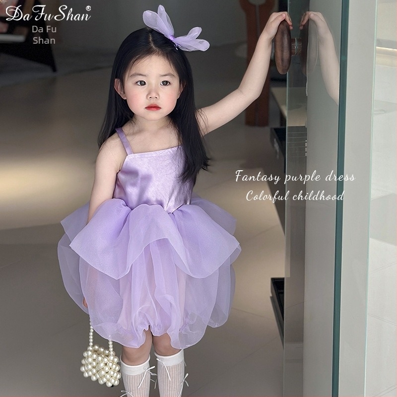 Daphne Dječja haljina od organze sa trakama, suknja u stilu torta, 95% poliester s podstavom od pamuka, za dobru djece 3–8 godina