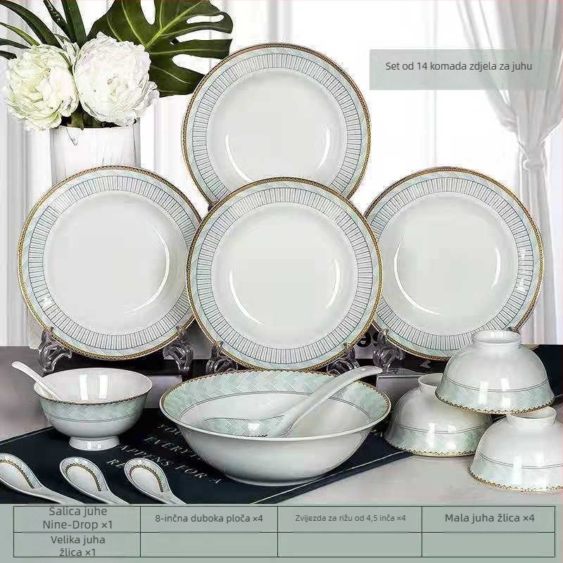 Set zdjela za rižu od bone china, kružni oblik, podglazurna površina, mikrovalna kompatibilnost, tisk logotipa i prilagodba