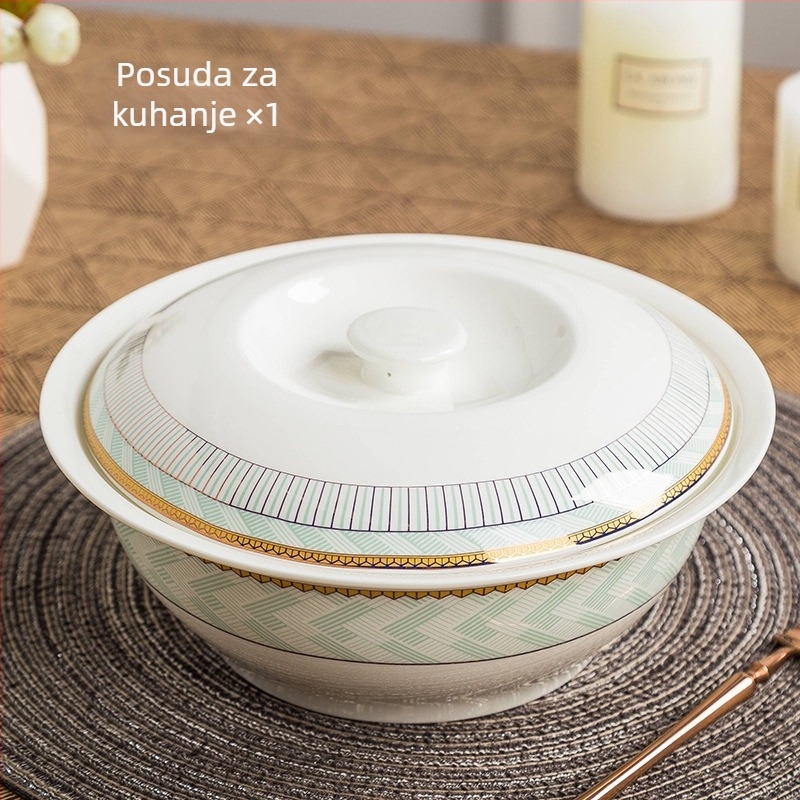 Set zdjela za rižu od bone china, kružni oblik, podglazurna površina, mikrovalna kompatibilnost, tisk logotipa i prilagodba