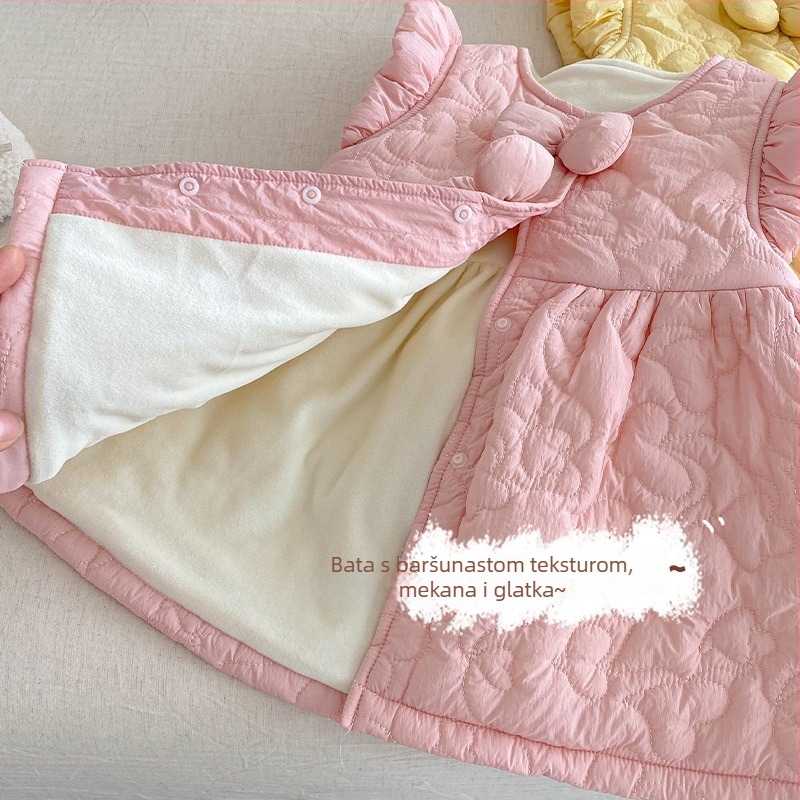 Korejskog stila bez rukava haljina za princeze, poliester, jednofarbna, zima, za djecu 3–8 godina