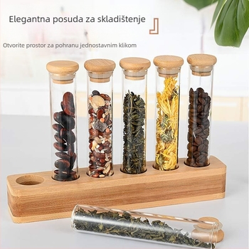 Yi Lan staklena okrugla posuda za zrna kave sa drvenim stalkom, kapacitet ispod 300 ml, mikrovalna kompatibilna, mogućnost tiska logotipa