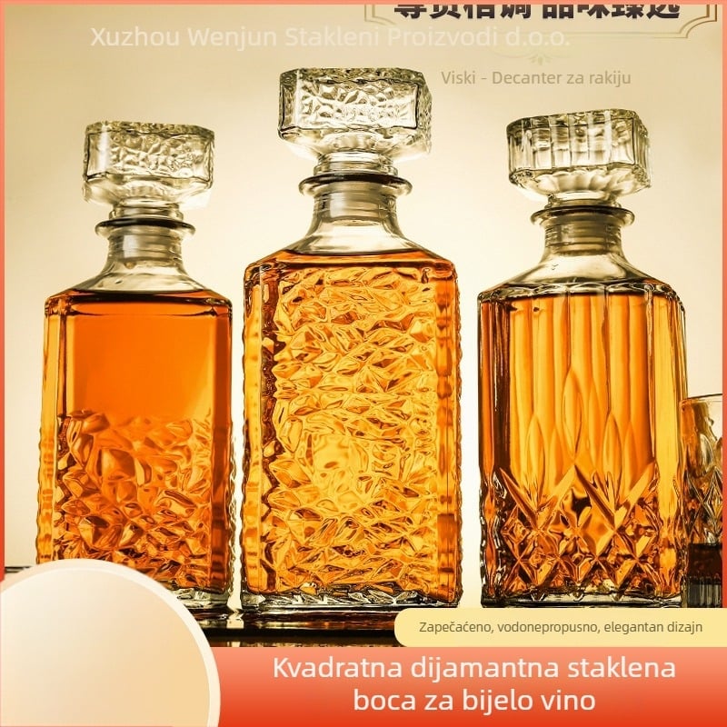 Staklena boca vina sa četvrtastim dijamantnim dnom, zatvorena, spremna za otisak