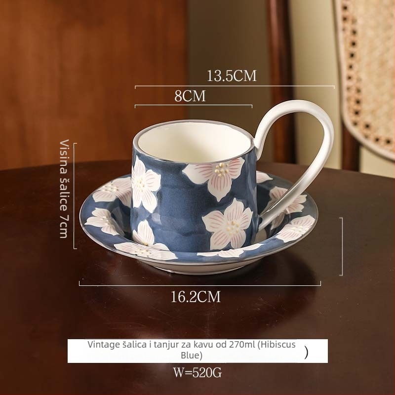 Set šalice za kavu i podmetača Maple two, retro stil, cvjetni uzorak, 540 g