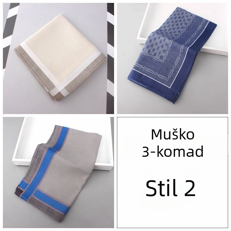 Muški džepni kvadrat od čistog pamuka, visokokvalitetni poslovni dodatak, mekan i upija znoj