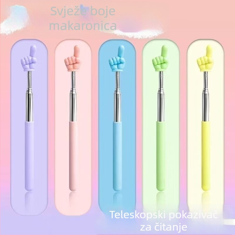 Izvlačni pokazivač za čitanje, u obliku prsta, plastična pravokutna linija za djecu, crtani stil, za djecu 6–10 godina i starije od 10