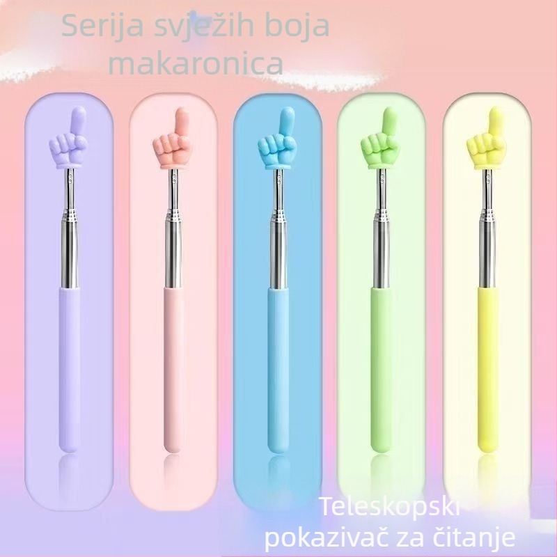 Izvlačni pokazivač za čitanje, u obliku prsta, plastična pravokutna linija za djecu, crtani stil, za djecu 6–10 godina i starije od 10