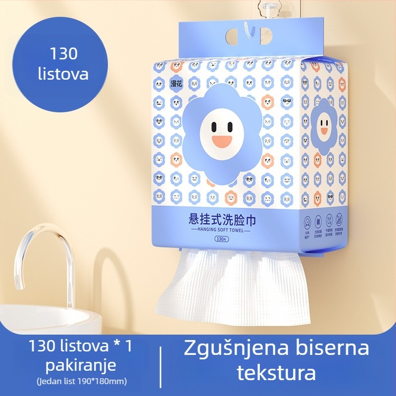 Manhua Jednokratne maramice za lice, zidne, ekstra debele, 130 listova, 100% viskozna vlakna, veličina 19×18 cm, 350 g po komadu