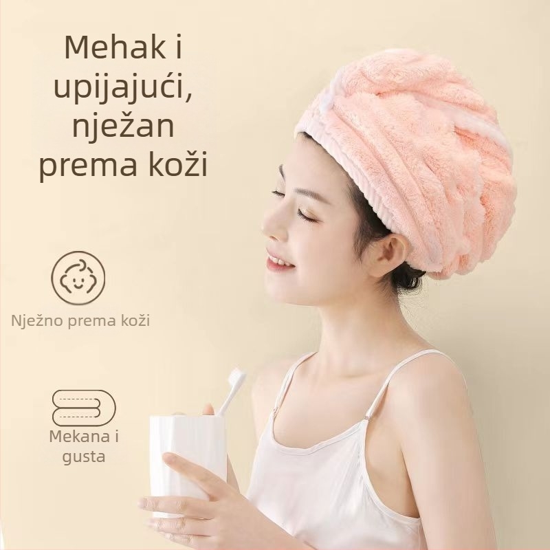 Turban za sušenje kose od koralnog fleksa, upijajući i brzo suši, 150d vlakna, 80–99 g, Šifra 3677