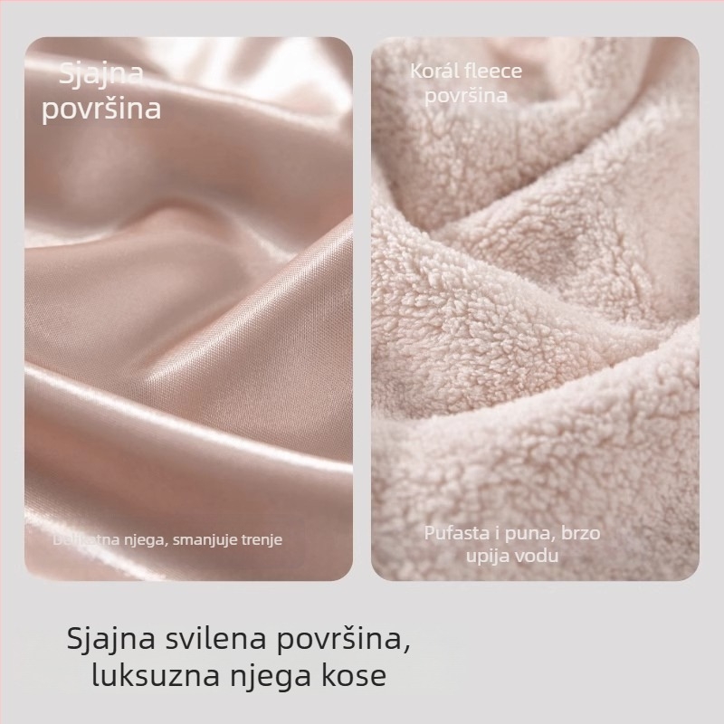 Šešir za sušenje kose - upijajući, dvostruki koraljni velur, satenski vanjski dio, 32-nitna pređa, 140-169 g