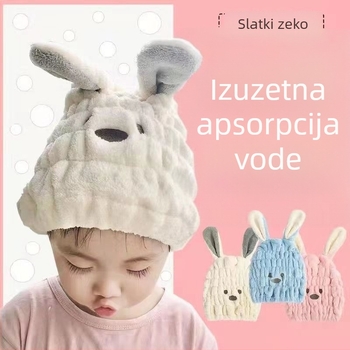 Dječja kapa za sušenje kose — karikatura koralni fleece, izšivana, 40 niti, 30–49 g, prilagodljiva obrada
