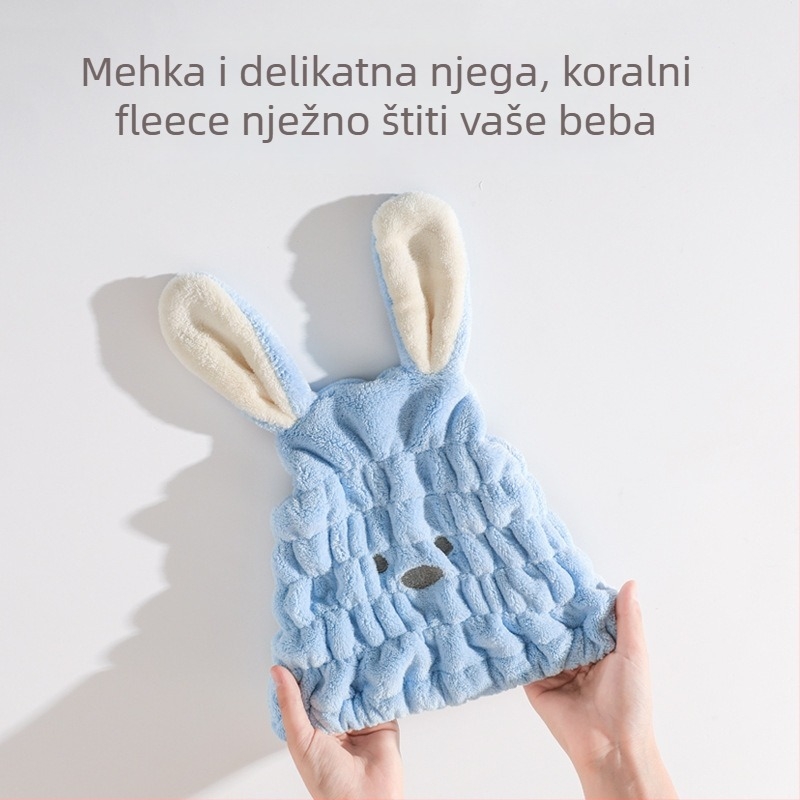 Dječja kapa za sušenje kose — karikatura koralni fleece, izšivana, 40 niti, 30–49 g, prilagodljiva obrada