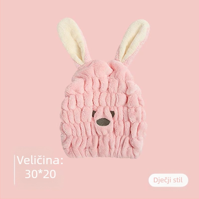 Dječja kapa za sušenje kose — karikatura koralni fleece, izšivana, 40 niti, 30–49 g, prilagodljiva obrada