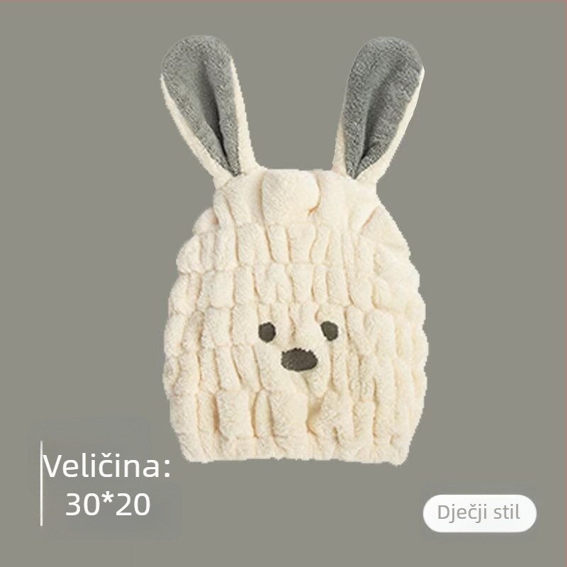 Dječja kapa za sušenje kose — karikatura koralni fleece, izšivana, 40 niti, 30–49 g, prilagodljiva obrada
