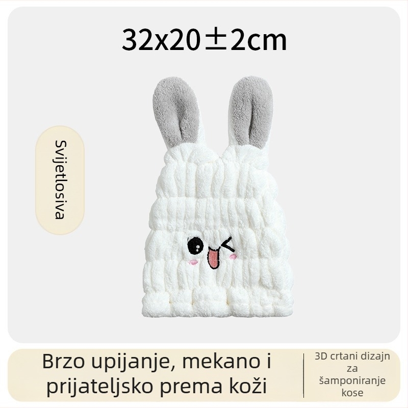 Dječja kapa za sušenje kose, mikrovlakna, šivani rub, 50–79 g, branda Jc/jiechu