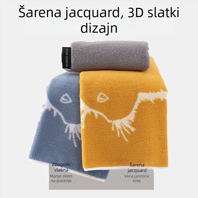 Pu xi pamukani ručnik za lice, debeli Jacquard tkanina, 100–120 g/m², s rubom