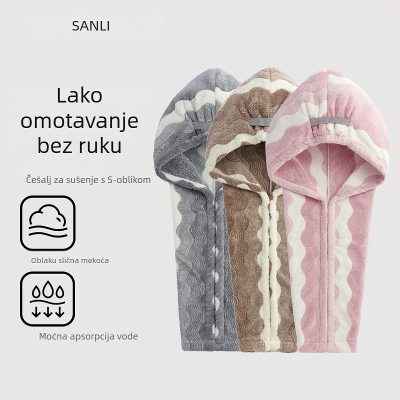 Sanli ručnik- kapa za kosu sa širokim obodom, jacquard konstrukcija, pređa 150d, težina 120–139 g, šifra proizvoda Vh157, za odrasle žene