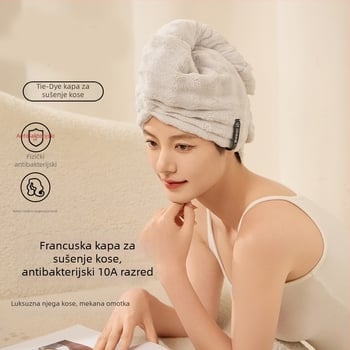 Ženska suha kapa za kosu, ultra upijajuća, brzo suši, koralni fleece, izvezeno